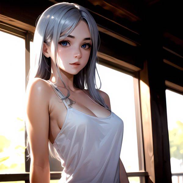 1girl Sexy Blue Eyes Silver Hair Arms Behind Back Facing The Camera Looking At The Camera, 33802724 - AIHentai - aihentai.co on pornintellect.com