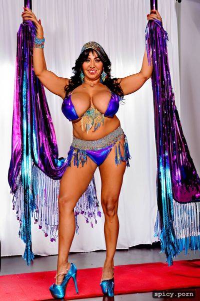 Performing in high heels on stage, huge hanging boobs, 38 yo beautiful thick american bellydancer - spicy.porn - Usa on pornintellect.com