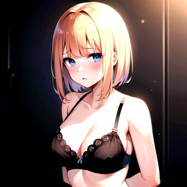 1girl Blonde Hair Blue Eyes Black Bra Blush Breasts Go Toubun No Hanayome Miku Day Nakano Miku Arms Behind Back, 1643513166 - AIHentai - aihentai.co on pornintellect.com