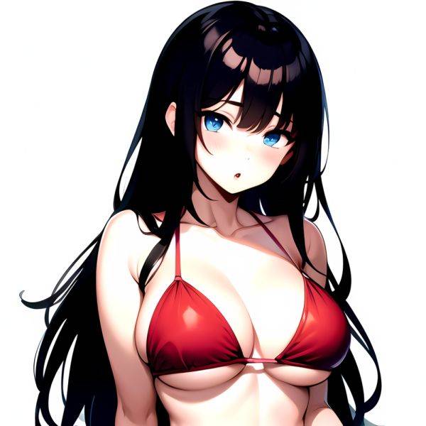 1girl O Absurdres Bikini Red Bikini Black Hair Blue Eyes Breasts Cleavage Collarbone Commentary Request Highres Large Breasts Lo, 503697897 - AIHentai - aihentai.co on pornintellect.com