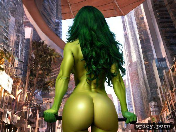 View from behind, she hulk, firm round ass, naked - spicy.porn on pornintellect.com