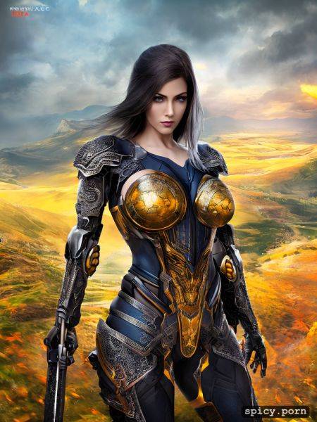 Strong warrior robot, vibrant, intricate, precise lineart, female - spicy.porn on pornintellect.com