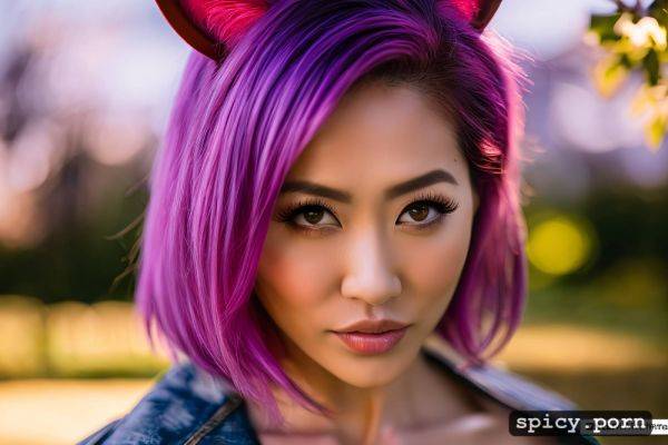 Portrait, pixie hair, solid colors, park, cat ears, asian lady - spicy.porn on pornintellect.com