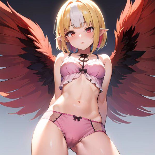 1girl Blonde Hair Frilled Panties Frills Highres Hip Bones Looking At Viewer Makaino Ririmu Multicolored Hair Navel Nijisanji No, 3296253872 - AIHentai - aihentai.co on pornintellect.com