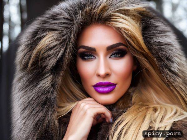 Singer, sharp focus, pretty face, large russian fur coat, bling hanging on chains around neck - spicy.porn - Russia on pornintellect.com