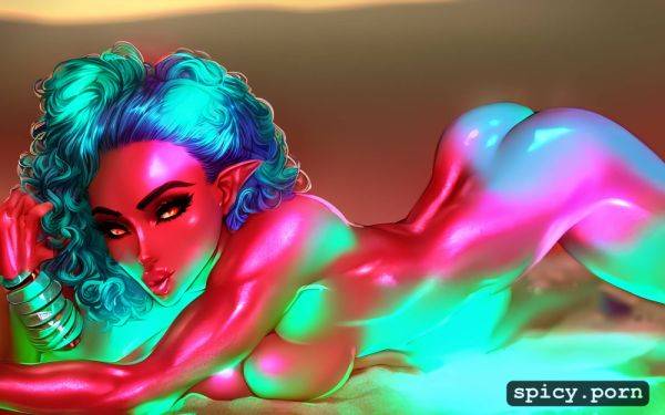 Full body, curly hair, backlighting, on beach, cleopatra, exotic lady - spicy.porn on pornintellect.com