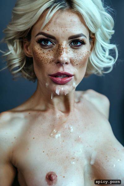 Wide jaw, brown eyes, cum dripping on face, sleepy eyes, rectangular face - spicy.porn on pornintellect.com