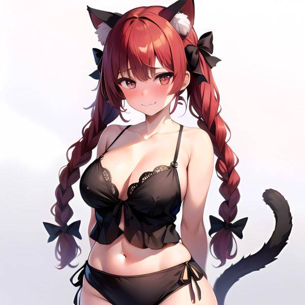 1girl Alternate Costume Animal Ear Fluff Animal Ears Arms Behind Back Bare Shoulders Black Bow Black Ribbon Blush Bow Braid, 3284139540 - AIHentai - aihentai.co on pornintellect.com