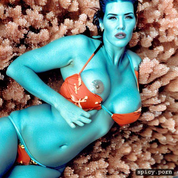 Realistic, visible nipple, masterpiece, kate winslet as blue alien from the movie avatar kate winslet swimming underwater near a coral reef wearing tribal top and thong - spicy.porn on pornintellect.com