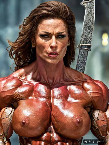 Massive abs, nude muscle woman, combat, perfect face, amazon woman - spicy.porn on pornintellect.com