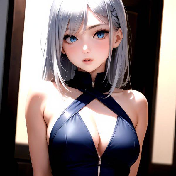 1girl Sexy Blue Eyes Silver Hair Arms Behind Back Facing The Camera Looking At The Camera, 3252128320 - AIHentai - aihentai.co on pornintellect.com