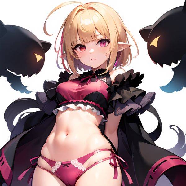 1girl Blonde Hair Frilled Panties Frills Highres Hip Bones Looking At Viewer Makaino Ririmu Multicolored Hair Navel Nijisanji No, 1664064005 - AIHentai - aihentai.co on pornintellect.com