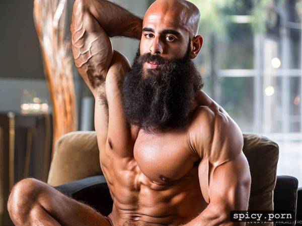 Full body view, sexy, hairy body, showing hairy armpits, arab - spicy.porn on pornintellect.com