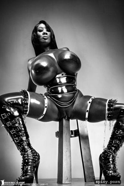 Powerful plump, masterpiece, muscular nigerian dominatrix dressed in oiled latex harness with spikes and chains - spicy.porn - Nigeria on pornintellect.com