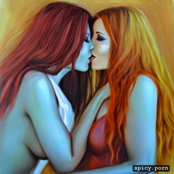 Ginger woman kissing dark hair woman with passion - spicy.porn on pornintellect.com