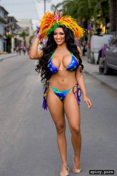 Color portrait, huge natural boobs, 25 yo beautiful performing mardi gras street dancer - spicy.porn on pornintellect.com