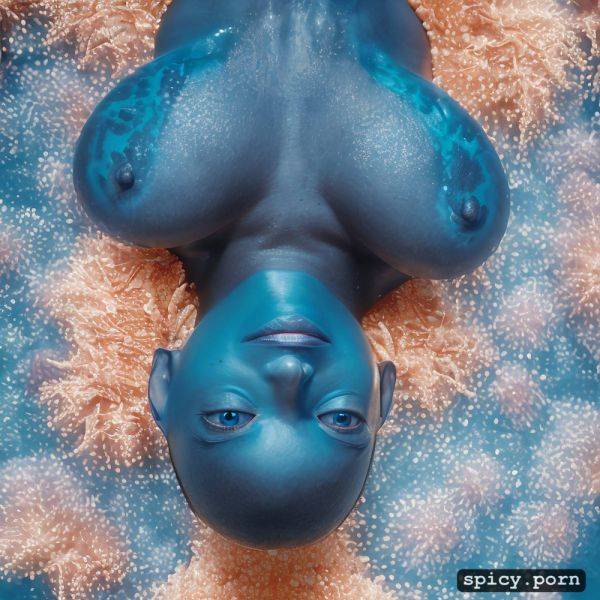 Realistic, visible nipple, masterpiece, zoe saldana as blue alien from the movie avatar zoe saldana swimming underwater near a coral reef wearing tribal top and thong - spicy.porn on pornintellect.com