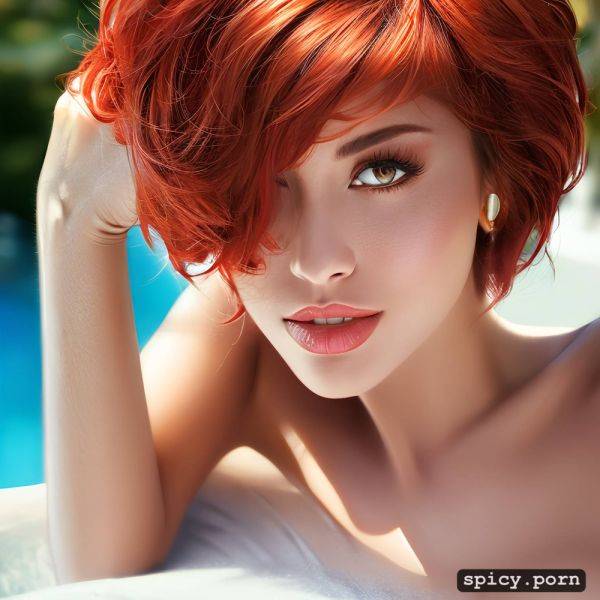 Brown eyes, big breasts, short hair, beautiful woman, red hair - spicy.porn on pornintellect.com