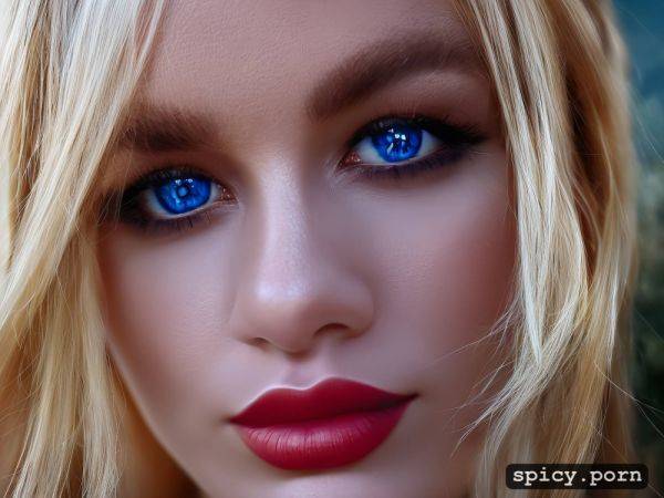 Red lips, ultra realistic blonde woman completely naked, extra detailed big blue eyes - spicy.porn on pornintellect.com