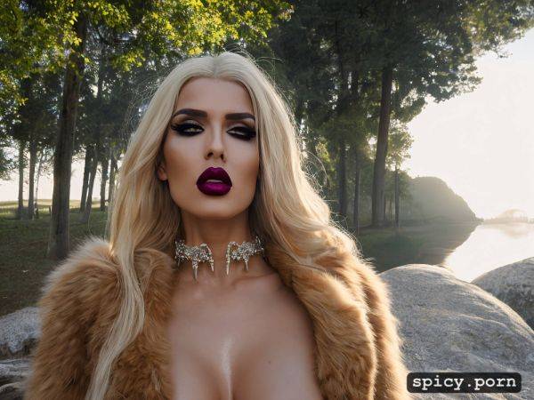 Singer, sharp focus, pretty face, large russian fur coat, bling hanging on chains around neck - spicy.porn - Russia on pornintellect.com