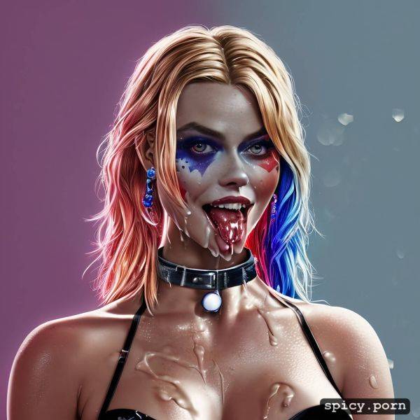Highres, covered in cum, look at camera retrowave colours, cum all over harley quinn margot robbie - spicy.porn on pornintellect.com