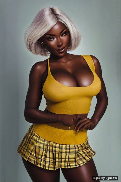 Gorgeous face, fit body, ebony female, tartan mini skirt, bedroom - spicy.porn on pornintellect.com