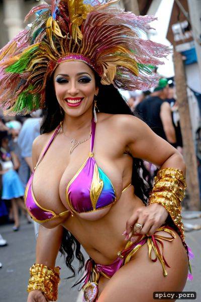 Color portrait, huge natural boobs, 31 yo beautiful performing mardi gras street dancer - spicy.porn on pornintellect.com