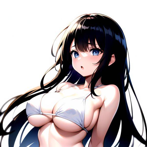 1girl O Absurdres Bikini White Bikini Black Hair Blue Eyes Breasts Cleavage Collarbone Commentary Request Highres Large Breasts, 40126407 - AIHentai - aihentai.co on pornintellect.com