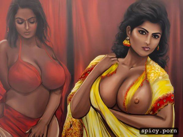 Dark skinned, red saree, bathing, full nude, showing pussy and boobs - spicy.porn on pornintellect.com