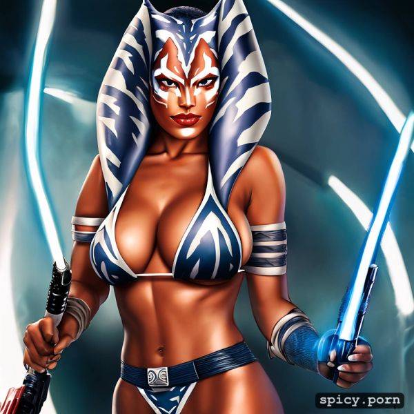 Rosario dawson as ahsoka tano from star wars posed with a prop - spicy.porn on pornintellect.com