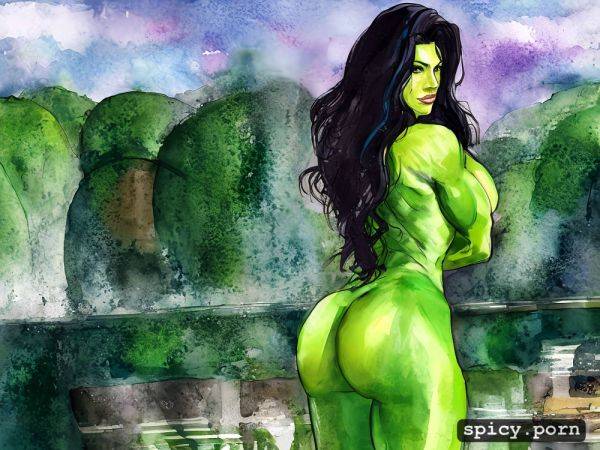 View from behind, she hulk, firm round ass, naked - spicy.porn on pornintellect.com