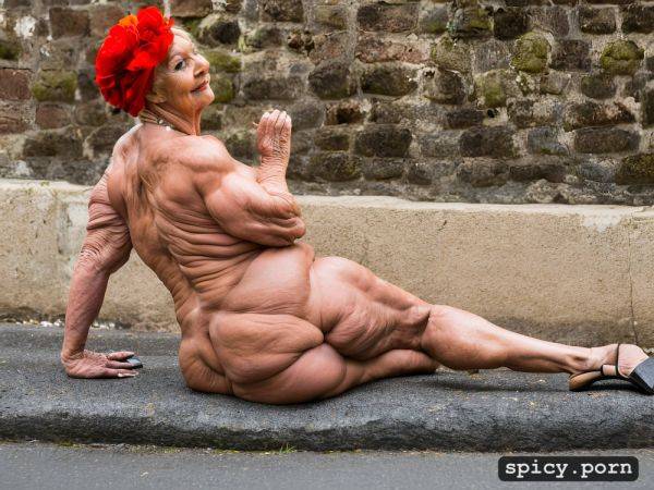 Fat leg, ultra detailed, lady 75 years old, 8k, in street, realistic - spicy.porn on pornintellect.com