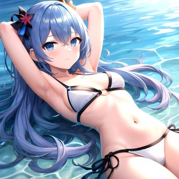 1girl Absurdres Arms Behind Head Bikini Blue Eyes Blue Hair Breasts Closed Mouth Hair Between Eyes Highres Hololive Hoshimachi S, 170351743 - AIHentai - aihentai.co on pornintellect.com