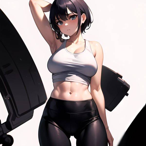 1girl Solo Tank Top Leggings Standing Fully Clothed Pov Simple Background Arms Behind Head, 850782480 - AIHentai - aihentai.co on pornintellect.com
