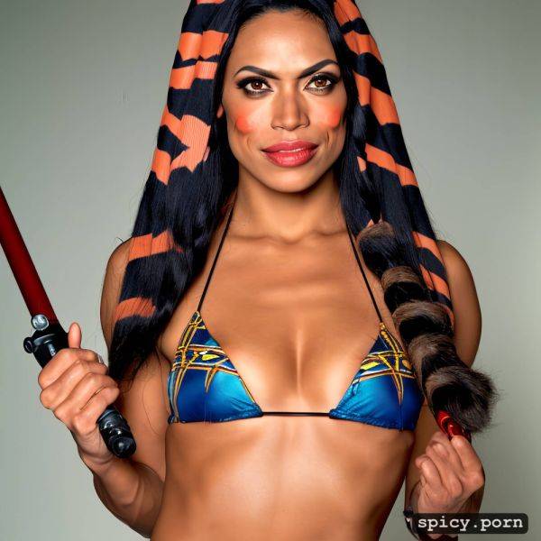 Masterpiece, a lightsaber, visible nipple, rosario as dawson ahsoka tano from star wars posed with a prop - spicy.porn on pornintellect.com