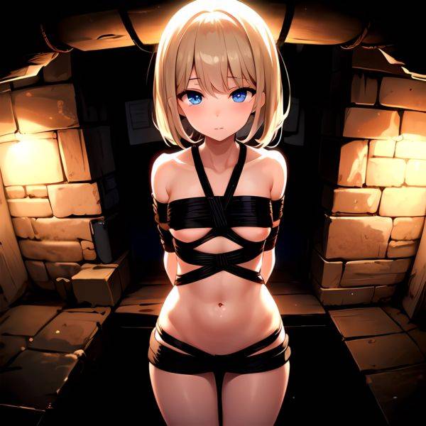 1girl Solo BDSM Tied Up Rope Dungeon Cave Naked Pov Blue Eyes Arms Behind Back Masterpiece High Quality, 2927042313 - AIHentai - aihentai.co on pornintellect.com
