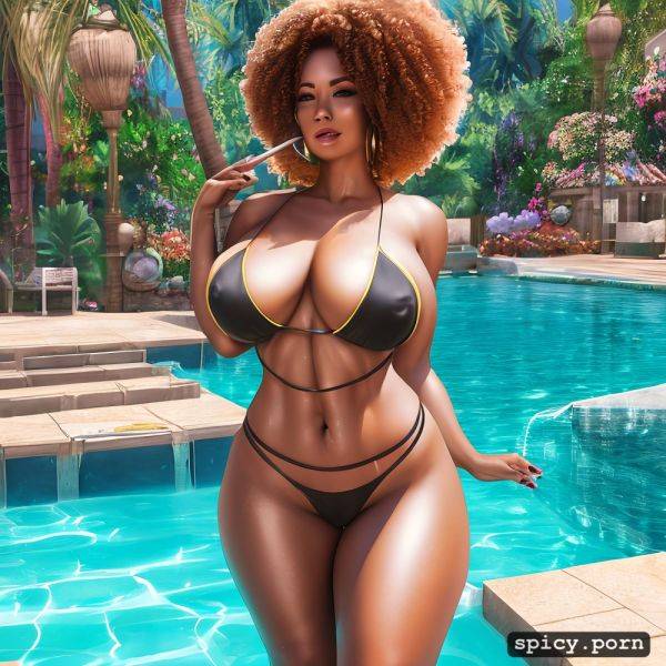 Exotic milf, huge breasts, touching her pussy, huge afro, pool - spicy.porn on pornintellect.com