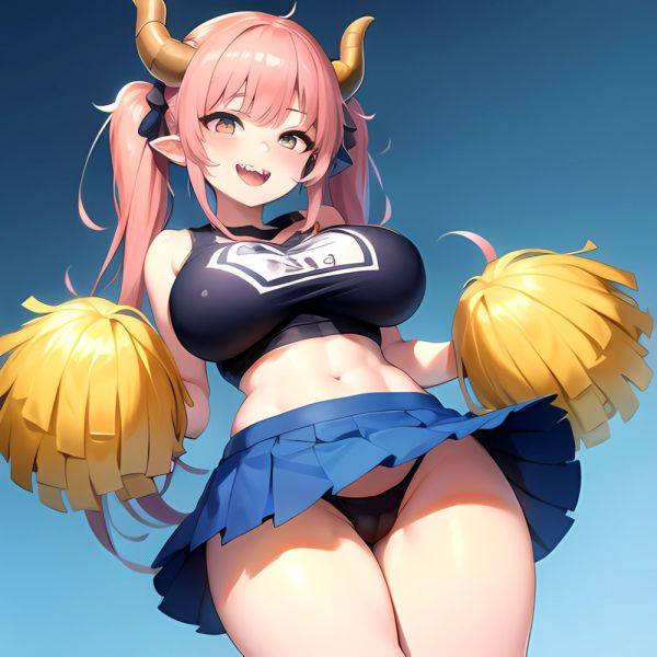 1girl Absurdres Blue Skirt Bluefrok Breasts Cheerleader Dragon Girl Dragon Horns Highres Holding Holding Pom Poms Horns Huge Bre, 1291951229 - AIHentai - aihentai.co on pornintellect.com