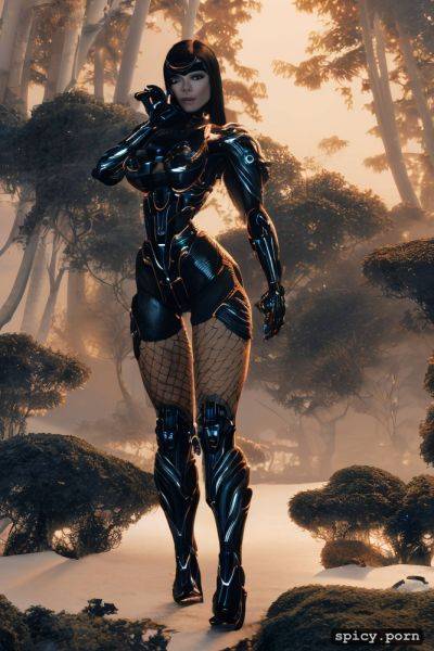 Perfect tits, black, dark, art nouveaux figure, in forest in a space station - spicy.porn on pornintellect.com