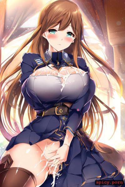 Style soft anime, policeboots, long dark blue skirt, blushing - spicy.porn on pornintellect.com