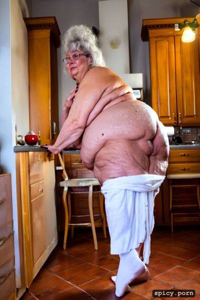 80 year old italian granny, loose skin, nude, standing in kitchen - spicy.porn - Italy on pornintellect.com