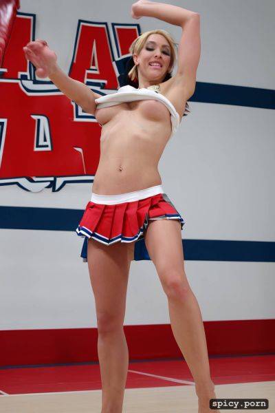 Cheering, dressed like a high school cheerleader, action shot - spicy.porn on pornintellect.com