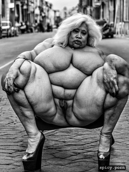 In the street, big belly, obese lady, ultra detailed, muscle lady - spicy.porn on pornintellect.com