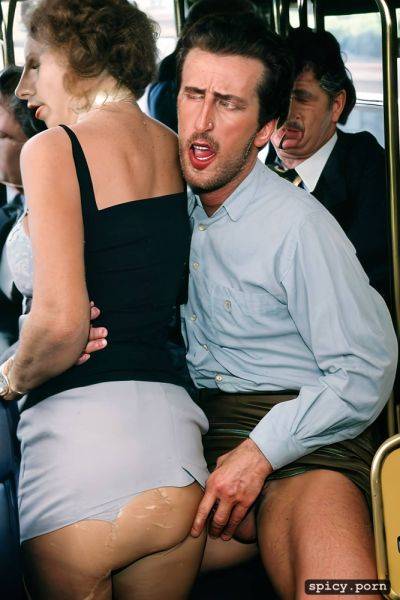 Real natural colors ultra detailed expressive faces a sexually obsessed man holds a shamefaced and shocked lady on the bus tightly with his ass to his dick - spicy.porn on pornintellect.com