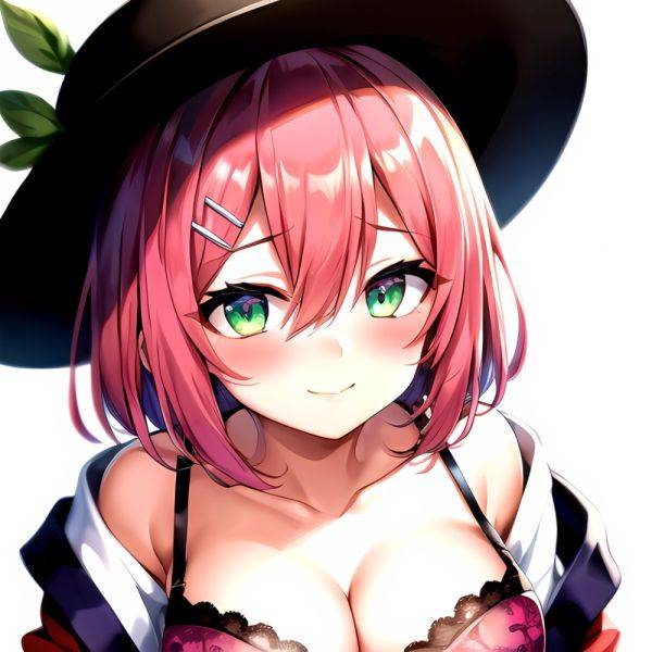 1girl Blush Bob Cut Bra Breasts Cleavage Close Up Closed Mouth Collarbone Commentary Eyelashes Eyes Visible Through Hair Floral, 874629451 - AIHentai - aihentai.co on pornintellect.com
