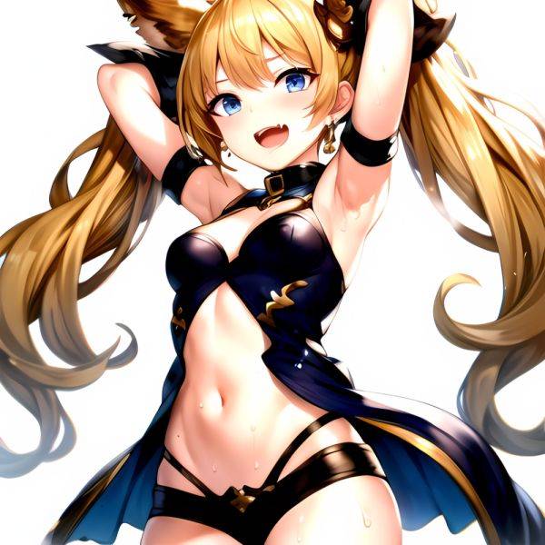 1girl Armpits Arms Behind Head Backlighting Bare Arms Bare Legs Blonde Hair Blue Eyes Blush Breasts Check Commentary Clothing Cu, 1295495665 - AIHentai - aihentai.co on pornintellect.com