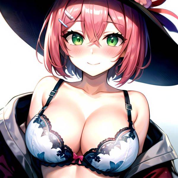 1girl Blush Bob Cut Bra Breasts Cleavage Close Up Closed Mouth Collarbone Commentary Eyelashes Eyes Visible Through Hair Floral, 2774092087 - AIHentai - aihentai.co on pornintellect.com