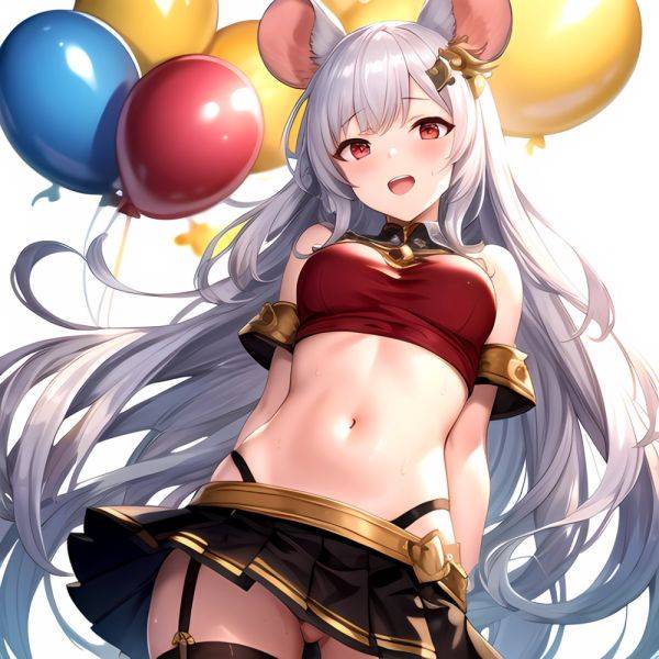 1girl Animal Ears Balloon Blush Granblue Fantasy Hair Ornament Hairclip Highres Medium Hair Mouse Ears Navel Open Mouth Pleated, 1975365047 - AIHentai - aihentai.co on pornintellect.com