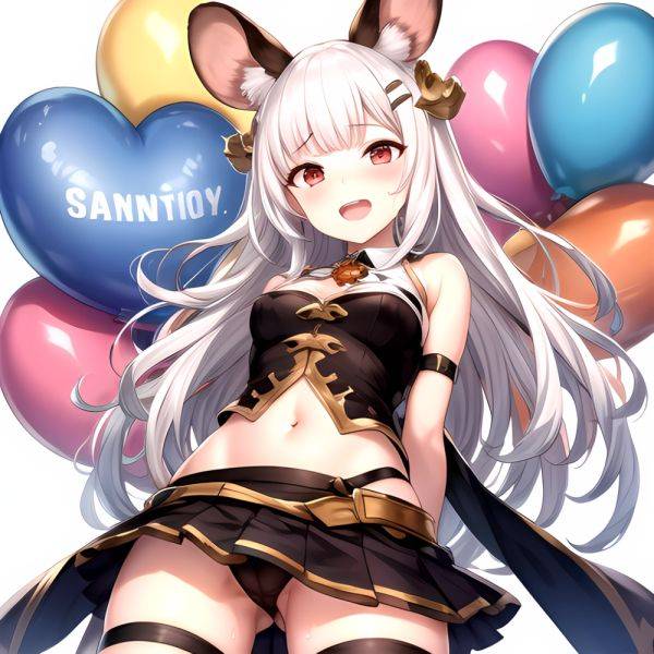 1girl Animal Ears Balloon Blush Granblue Fantasy Hair Ornament Hairclip Highres Medium Hair Mouse Ears Navel Open Mouth Pleated, 1775416049 - AIHentai - aihentai.co on pornintellect.com