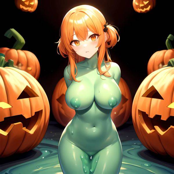 Orange Slime Messy Slime Big Boobs Pov Pumpkins Orange And Black Standing Up Facing The Viewer Arms Behind Back, 2093697493 - AIHentai - aihentai.co on pornintellect.com